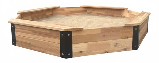 Bac à sable AXI Onno XL 150 x 150 x 23 cm, couleur marron/anthracite – Avec bancs – Avec housse – Bois de cèdre 100 % certifié FSC – Grand bac à sable pour enfants