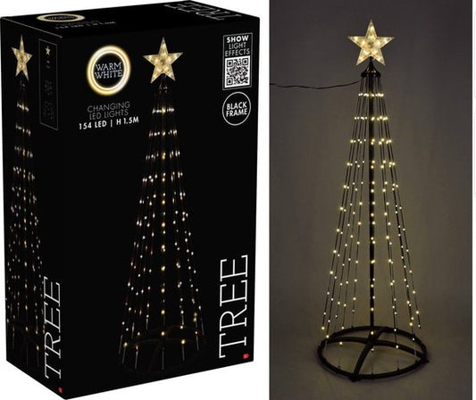 Arbre de Noël extérieur LED 150 cm avec 154 LED blanc chaud