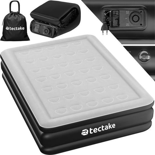 tectake® - Matelas gonflable AirDreams avec pompe électrique - Sac de transport avec cordon de serrage inclus - Résistant à l'eau - Chambre à coucher - Camping - Lit d'appoint - Dimensions (LxLxH) 200 x 148 x 44 cm