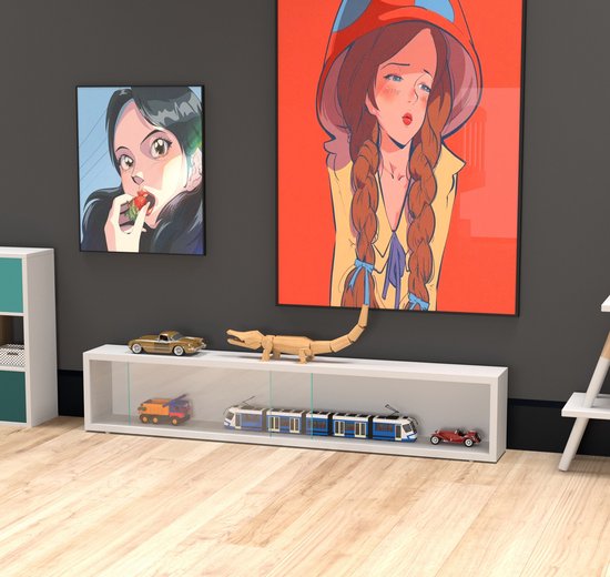 Vitrine murale suspendue debout - portes coulissantes - 95 x 18 x 12 cm