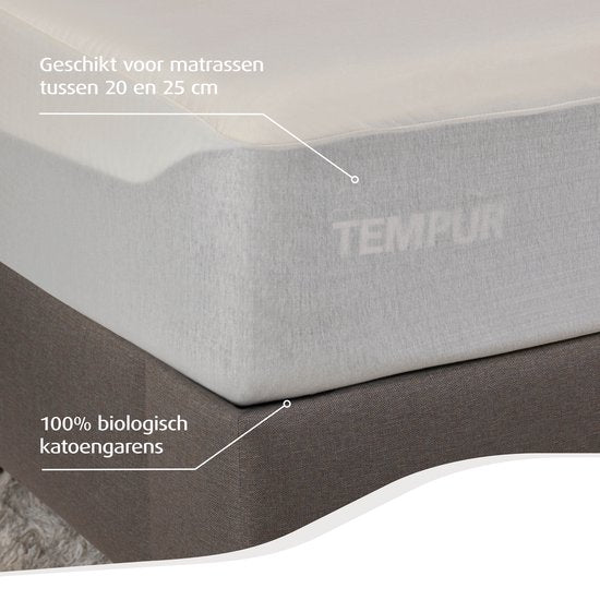 Home by TEMPUR® Protège-matelas - Nature - 140 x 210 x 25 cm - Coton biologique - Imperméable - Régulation thermique - Protection anti-acariens