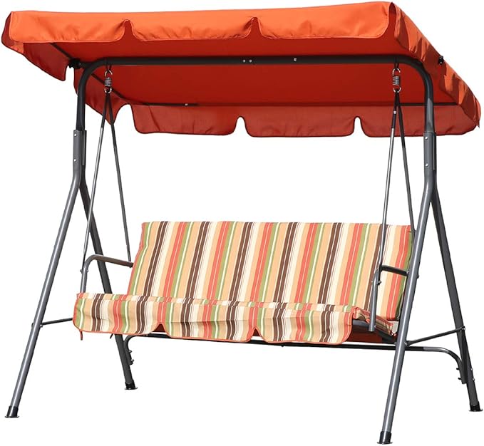 Banc à bascule Angel Living - 3 places - 169 x 110 x 151 cm - Terracotta - Avec auvent