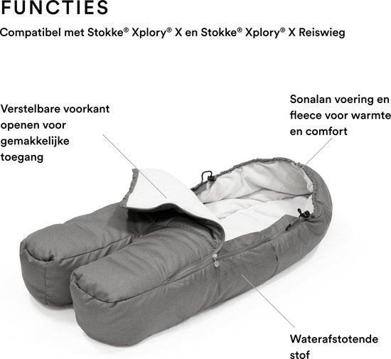 Stokke Xplory X, Gris moderne - Poussette haut de gamme - Réglable pour le confort du bébé et des parents - Rembourrage, harnais et fermeture éclair réfléchissante pour plus de sécurité - Se plie en un seul geste