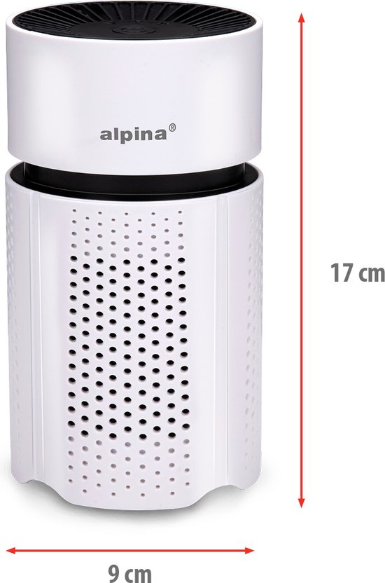 alpina Mini purificateur d'air avec filtre HEPA H13 - Purificateur d'air avec ioniseur pour les espaces de 6m2 - Purificateur d'air avec USB pour l'intérieur et l'extérieur - Purificateur d'air 1.5W - Blanc