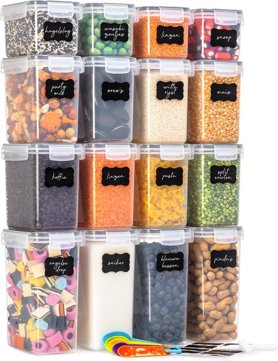 Bocaux de conservation Stosh - Bocaux à bouillon - Bocaux à bonbons - 16 pièces - Sans BPA - Plastique