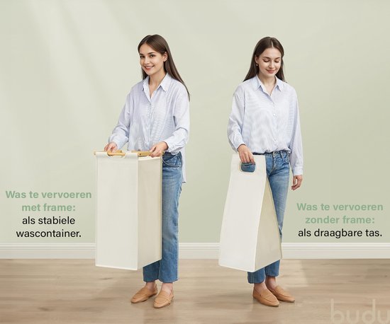 Panier à linge Budu à 3 compartiments - Trieur de linge - Paniers à linge en bambou - 150 L