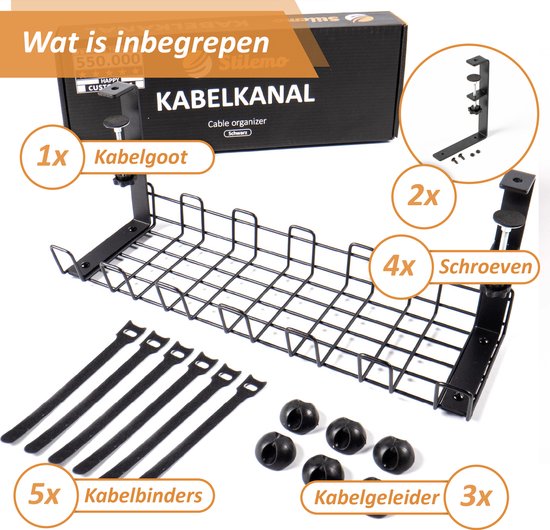 Support de câbles Stilemo 38 CM  - Organisateur de câbles - 10 KG de capacité de charge - Noir