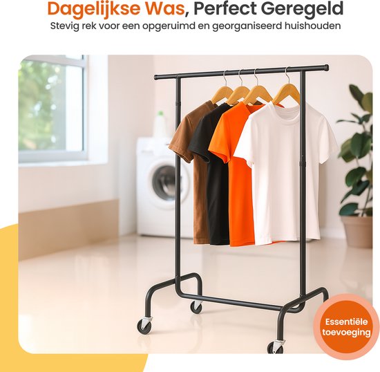 Goliving étendoir à linge sur roulettes XL - étendoir à linge extensible 112-150 cm - capacité de charge de 130 kg - étendoir à linge robuste - métal - noir