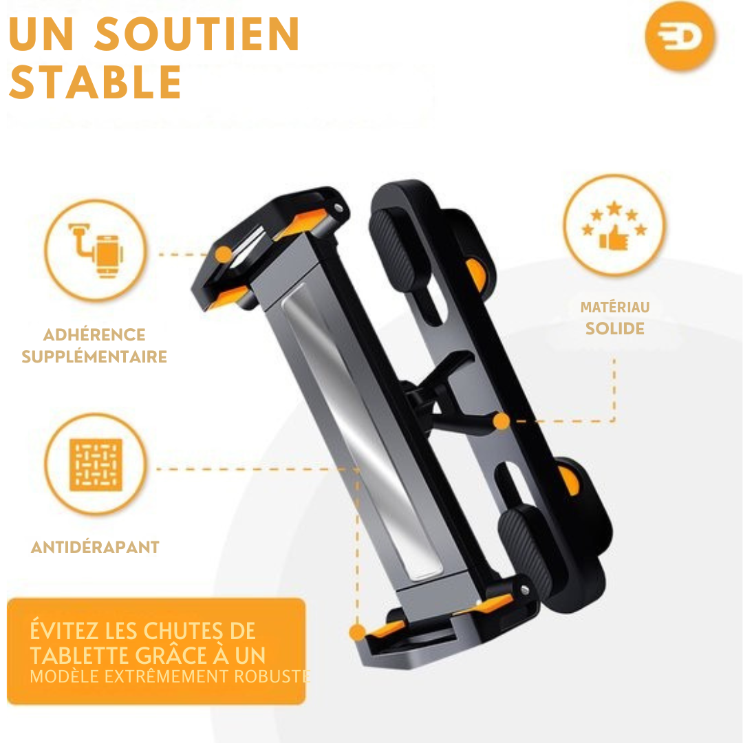 Porte-tablette de luxe pour voiture - Appui-tête - Rotation à 360 degrés - Convient pour tablette, téléphone et autres - noir