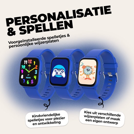 Montre connectée Denver pour enfants - Appels/SMS/WhatsApp - Compatible Android et iOS - Podomètre - Suivi du sommeil - Fréquence cardiaque, tensiomètre, mode sport - SWK120BU