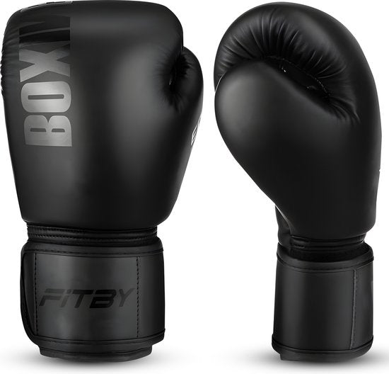 Gants de boxe Fitby - Gants de kickboxing - Gants de boxe - Gants de boxe pour enfants - Noir - 8 oz