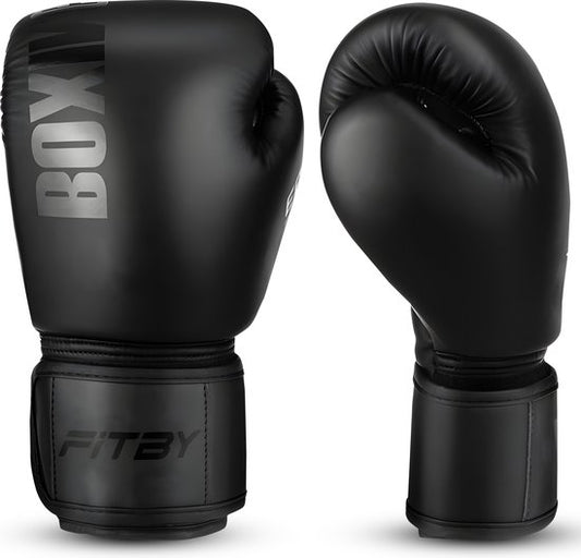 Gants de boxe Fitby - Gants de kickboxing - Gants de boxe - Gants de boxe pour enfants - Noir - 8 oz