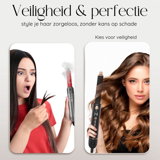 Sansbeauté® 8-in-1 Airstyler with Diffuser - Hairwrap - Multistyler - Hairdryer Brush Short Hair - Dupe - Hair styler - Hair dryer - Heat brush - Curling brush - Curling iron - Styling brush - Coldshot