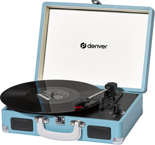 Denver Record Player - Haut-parleurs intégrés - Logiciel PC inclus - Auto-stop - Rétro - VPL120 - Bleu