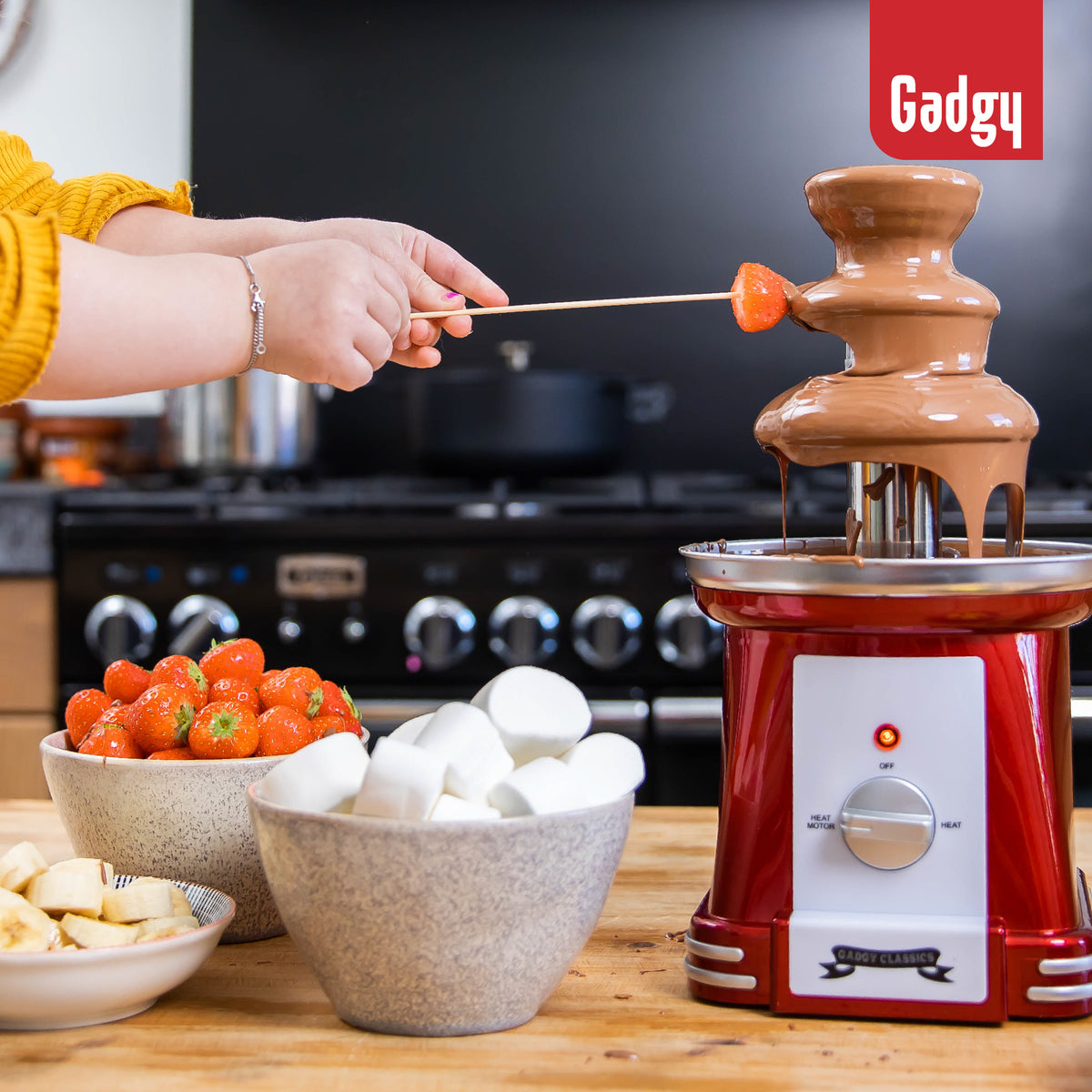 Gadgy - Fontaine à chocolat - Fondue au chocolat - Nettoyage facile - 90 Watt - Rouge