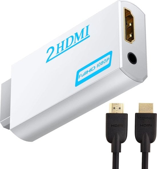 Garpex® Adaptateur HDMI pour connexion Wii - Convient exclusivement à la Nintendo Wii + Câble HDMI de 1,5 m inclus - Full HD 1080p - Convertisseur audio-vidéo adapté à la Wii