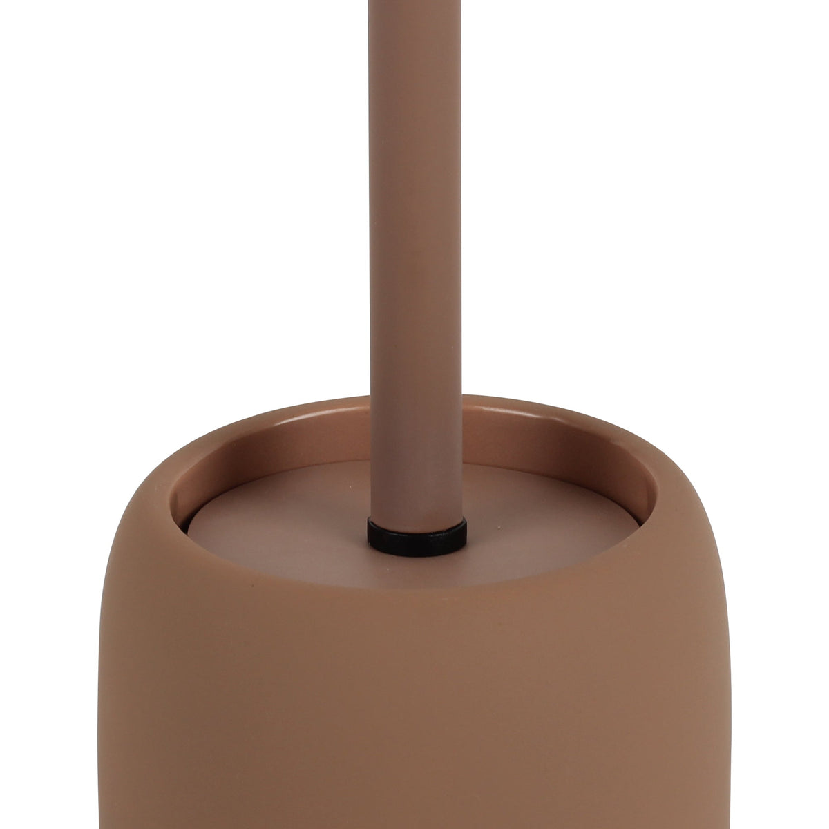 Ensemble de salle de bain en céramique Furnihaus, 4 pièces – Marron avec revêtement en caoutchouc – Accessoires de salle de bain en grès