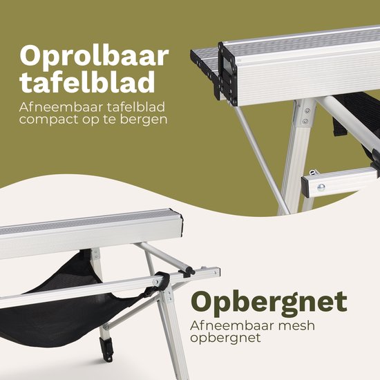TRVLMORE Table de camping réglable - 90x52x71cm - Table pliante avec structure en aluminium - Légère - Table de camping - Table pliante - Silver