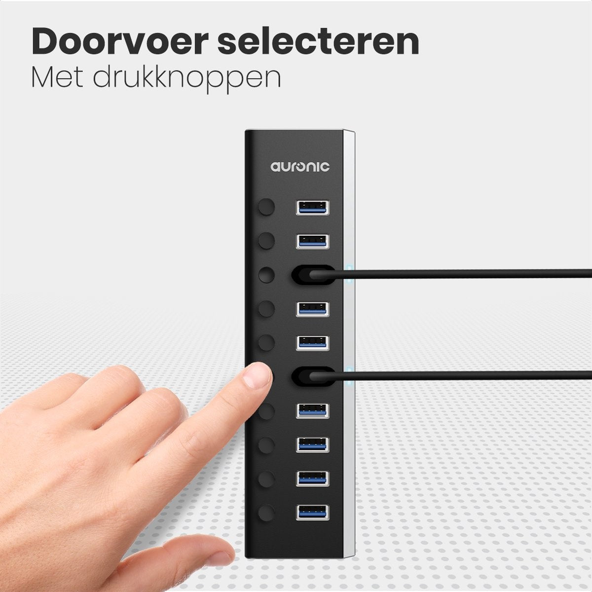Auronic USB Hub 3.0 - Répartiteur USB avec 10 ports - avec alimentation - 5 GBP - Indication Led - Noir