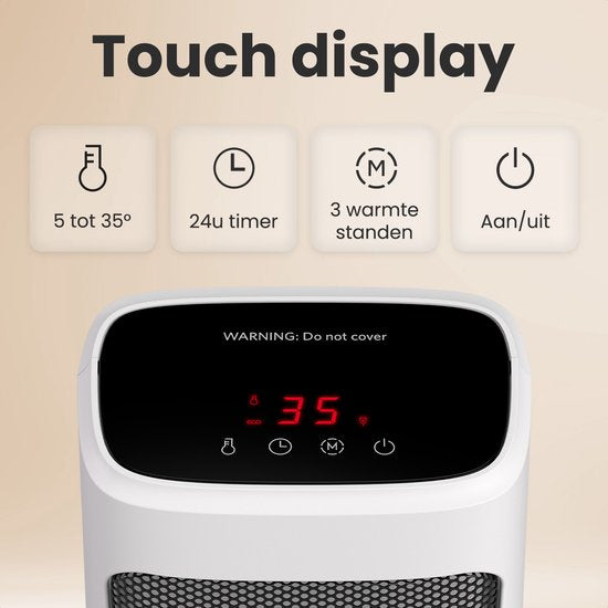 Auronic Fan Heater Digital - Chauffage céramique - Portable - Chauffage 2000W - Blanc