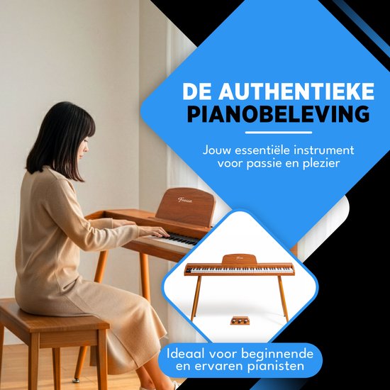 Finesse Digital Piano - 88 touches lestées - avec pédales et tabouret - Piano à clavier - Piano électrique - adulte et enfant