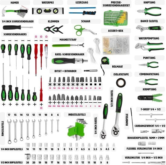 TecTake Valise à outils 401487 - 200 pièces - 4 tiroirs - Chariot