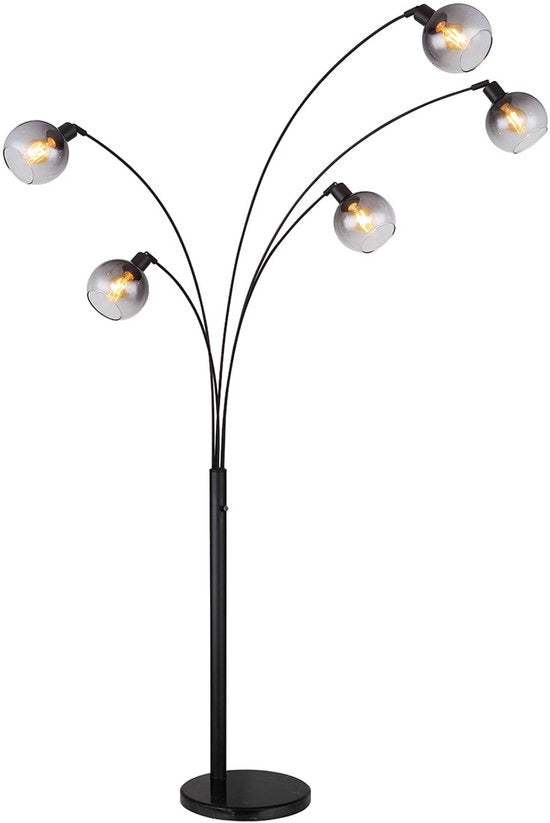 Lampadaire GINA Metal 151.0cm Matt Black | Bamboo E27 1-Light