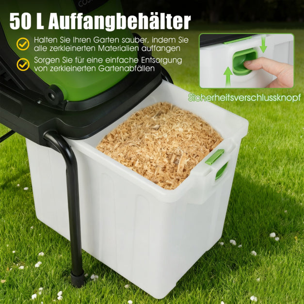 Broyeur de jardin électrique Coast 3000 W – Branches jusqu'à 45 mm – 50 L – Vert