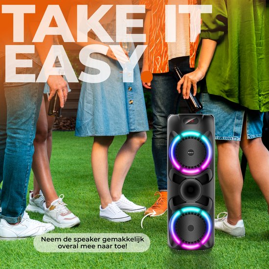 Denver Bluetooth Speaker Party box - Lumières disco - Party box - Microphone sans fil et télécommande inclus - BPS459