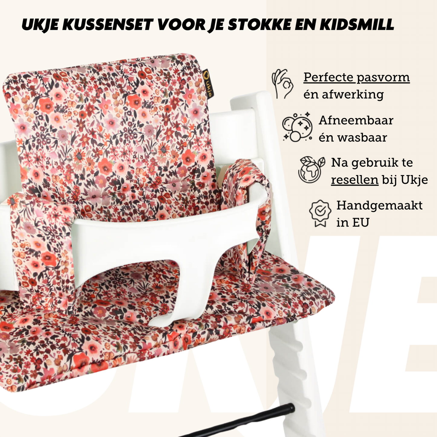 Ensemble de coussins Ukje Tripp Trapp - Fleurs roses - Plastifié