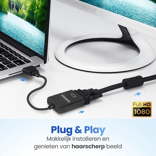 Garpex® Adaptateur HDMI vers VGA - HDMI vers VGA - Full HD 1080P - Mâle vers Femelle - Affichage supplémentaire
