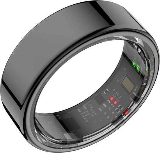Focus® S1 Smart Ring - Noir - Taille 12 - Fréquence cardiaque - Cycle menstruel - Moniteur de sommeil - Anneau intelligent - Performance sportive - Podomètre - IP68 Waterproof - Mesure de l'O2 - Femmes - Hommes - Wearables - Étui de chargement - anneau de