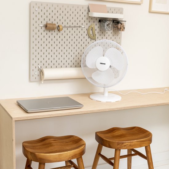 Ventilateur de table Tristar 30 cm – 3 vitesses – Oscillation à 85° – Débit d'air réglable – VE-5724 – Blanc
