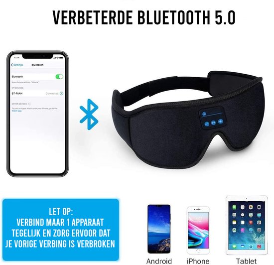 Podec Masque de sommeil Bluetooth - Pour hommes et femmes - Masque de sommeil pour les yeux - Tissu respirant