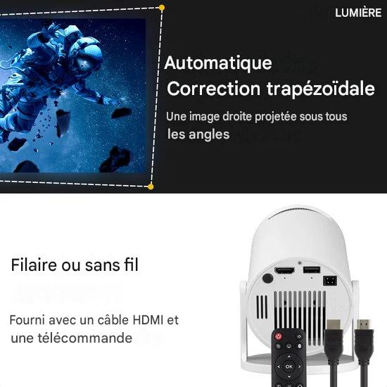 Lumina Mini Pro Beamer - Home cinema - Projecteur - Android 11.0 - WiFi 6 & Bluetooth 5.2 - Qualité d'image 4k - Ecran de projection - Blanc