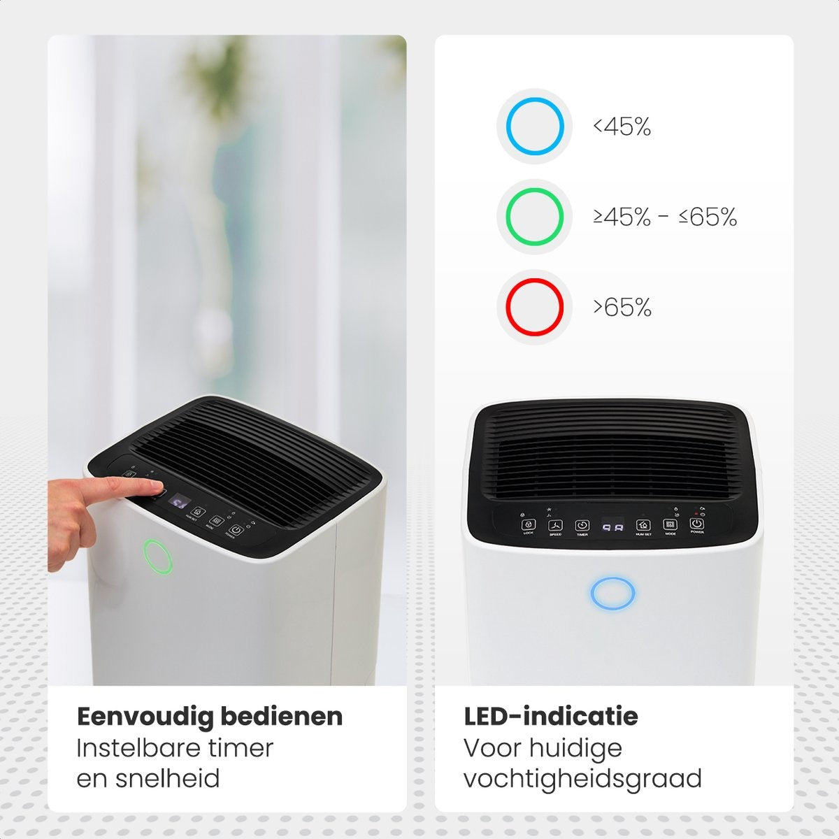 Déshumidificateur Auronic - 12 litres par jour - Fonction Lavage-Séchage - 185 W - 30,5 x 26,5 x 52 cm - Blanc