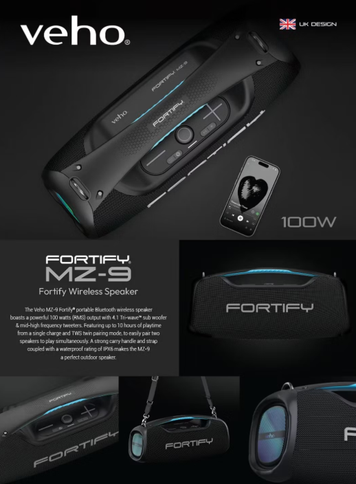 Veho MZ-9 Fortify 100 Watt enceinte Bluetooth portable VSS-033-MZ9-B