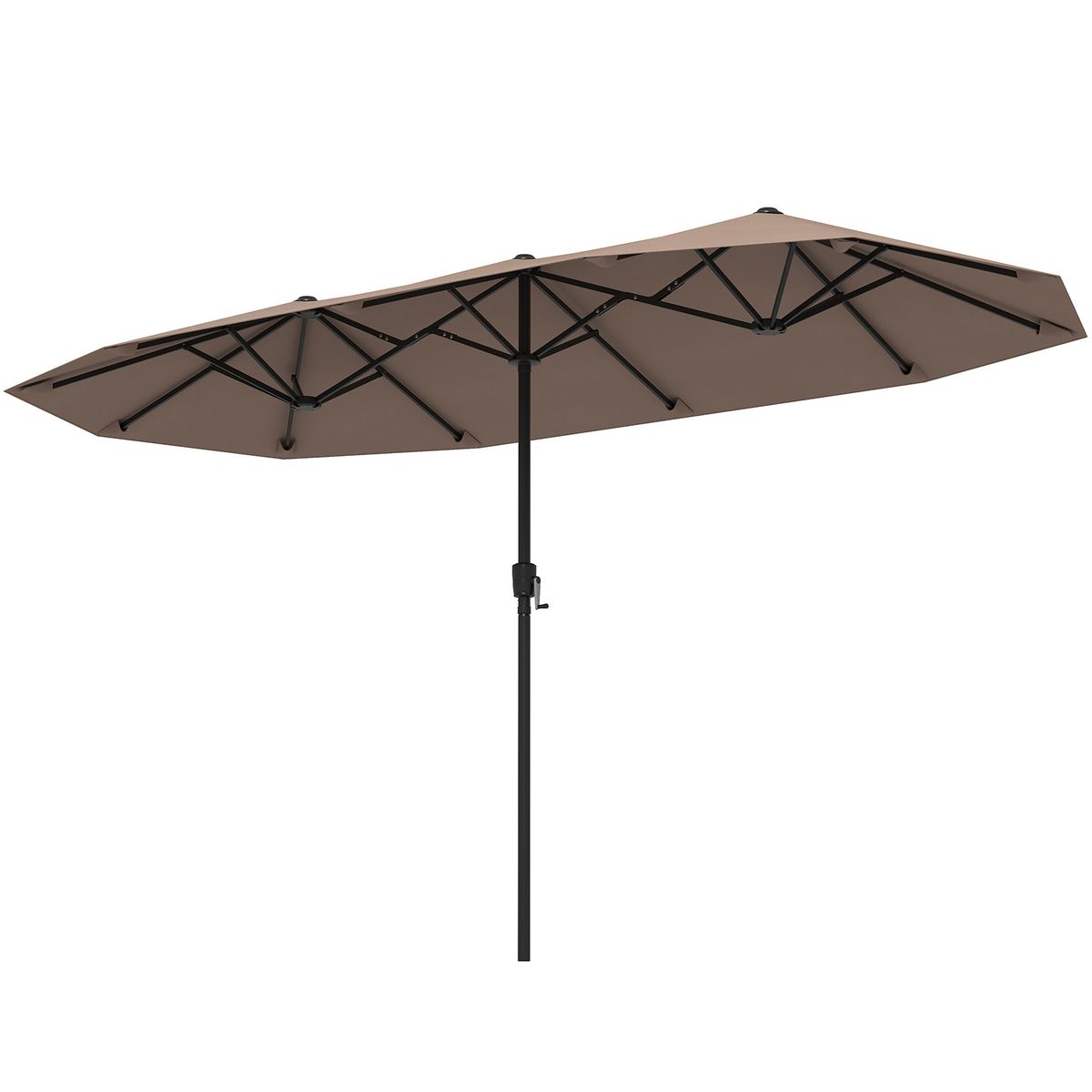 Parasol double Coast - rectangulaire - polyester hydrofuge - 400 x 215 cm - marron