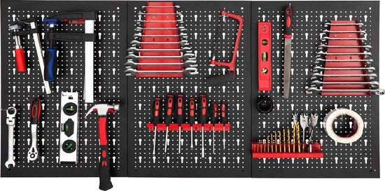 tectake® - Mur d'outils avec 25 crochets et supports - 403559