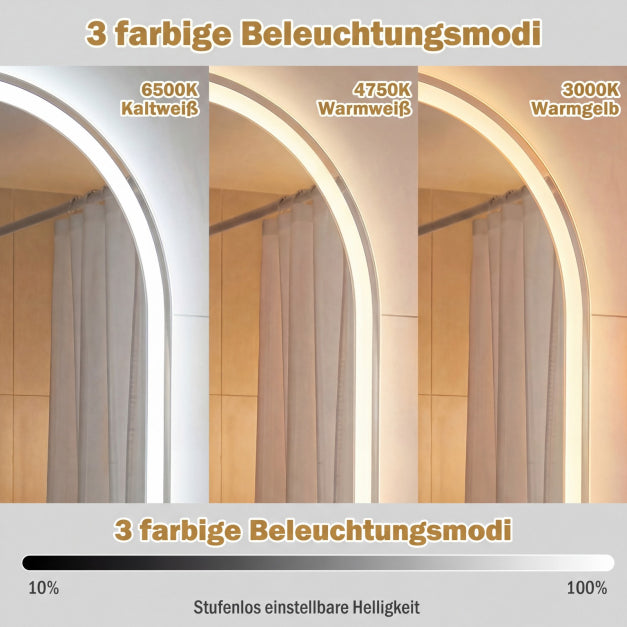 Miroir de salle de bains Coast LED – 80 x 50 cm – Intensité réglable – Anti-buée – Argent