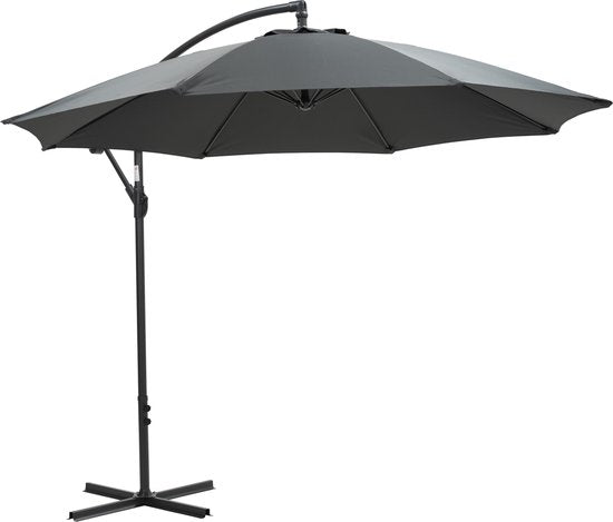Garden Impressions - Parasol - Athene - Ø 300 cm - Armature gris royal - Gris foncé