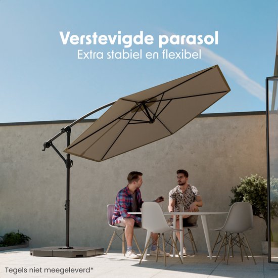 LifeGoods Parasol flottant - Rond Ø300 cm - UPF 50+ et Imperméable - Taupe