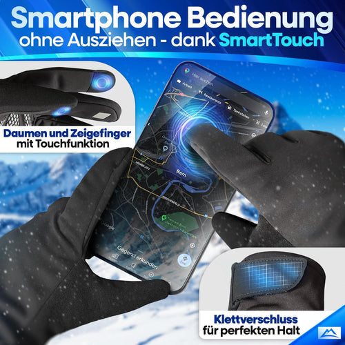 Gants de vélo d'hiver Nextcover ThermoShield 2.0 – Imperméables et coupe-vent – Compatibles avec les écrans tactiles – Noirs – Taille M