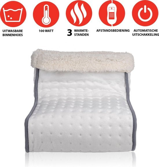 Chauffe-pieds électrique - alpina - Housse intérieure lavable - Protection contre la surchauffe - 3 niveaux - Blanc