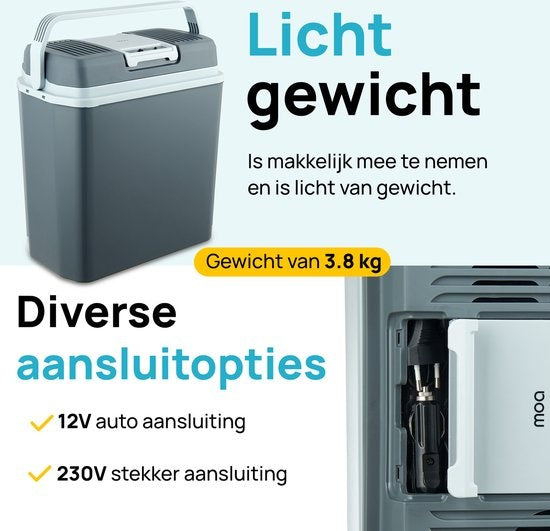 Glacière MOA Electric, Avec fonction de chauffage, 12V et 230V, 22 litres, Gris