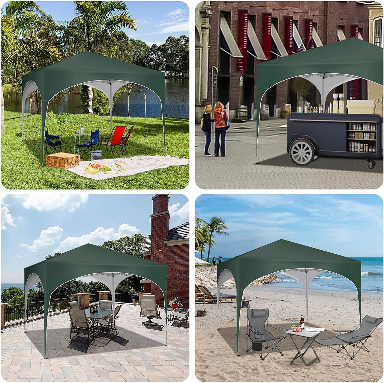Pavillon pop-up WOLTU - Imperméable - Vert - 3 x 3 m
