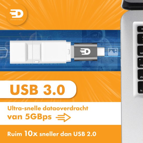 Drivv. Adaptateur USB C vers USB A - 2 pièces - Gris spatial - Thunderbolt 3 - USB 3.0 - 5Gbps