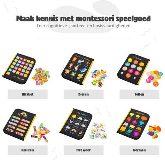 MontiPlay® Montessori Toys - Jouets sensoriels - Tableau d'activités - Tableau d'occupation - Livre d'activités de la maison Montessori - Educatif - Jouets sensoriels - Jouets dinosaures