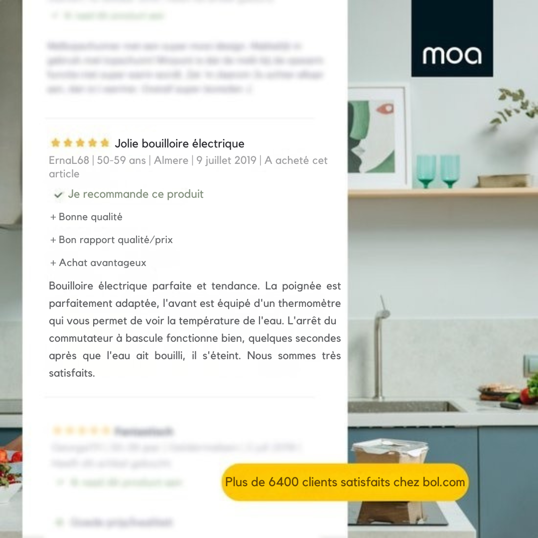 Bouilloire électrique - MOA Retro - 2200W – 1,8 L – Acier inoxydable – Crème pastel