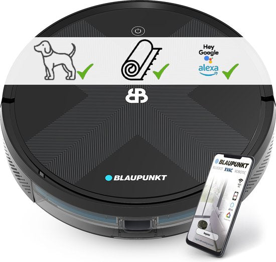 Aspirateur robot - Blaupunkt Bluebot XVAC - Avec station de charge - Navigation gyroscopique - Avec fonction de nettoyage grâce au module de nettoyage disponible séparément